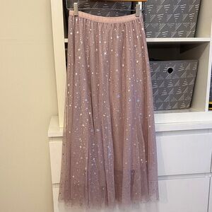 Star Maxi Tulle Skirt in Soft Pink